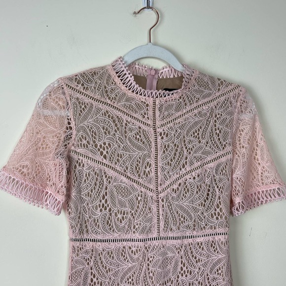 Bardot Pink Theodora Lace Sheath Mini Dress NWOT Size 4 / XS - Picture 4 of 10